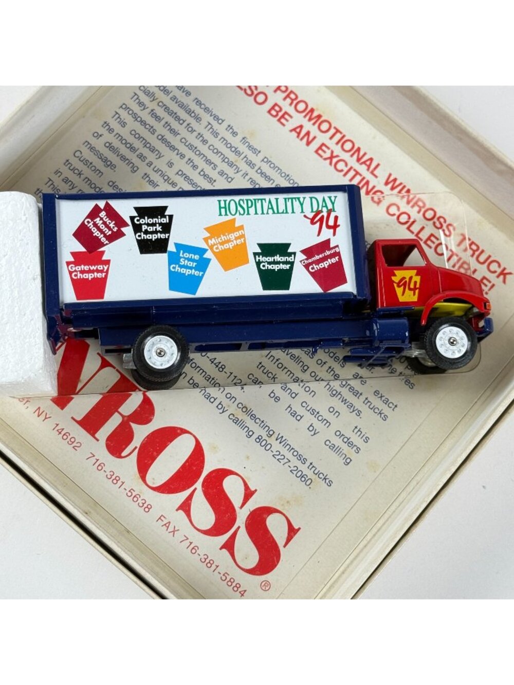 Winross Hospitality Day 1994 Diecast Box Truck W/ Original Box